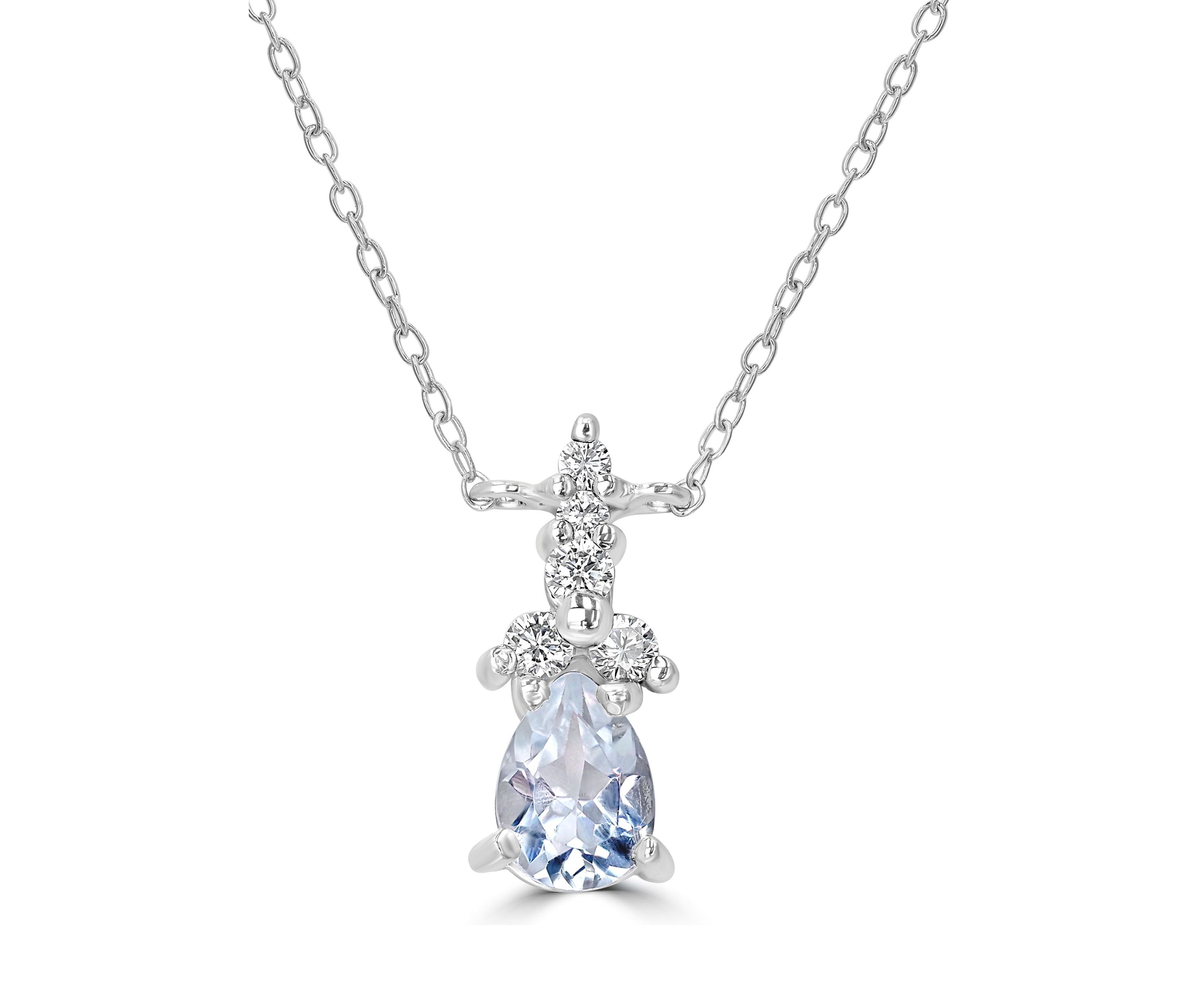 Sterling Silver Pear Cut White Topaz and Cubic Zirconia Necklace