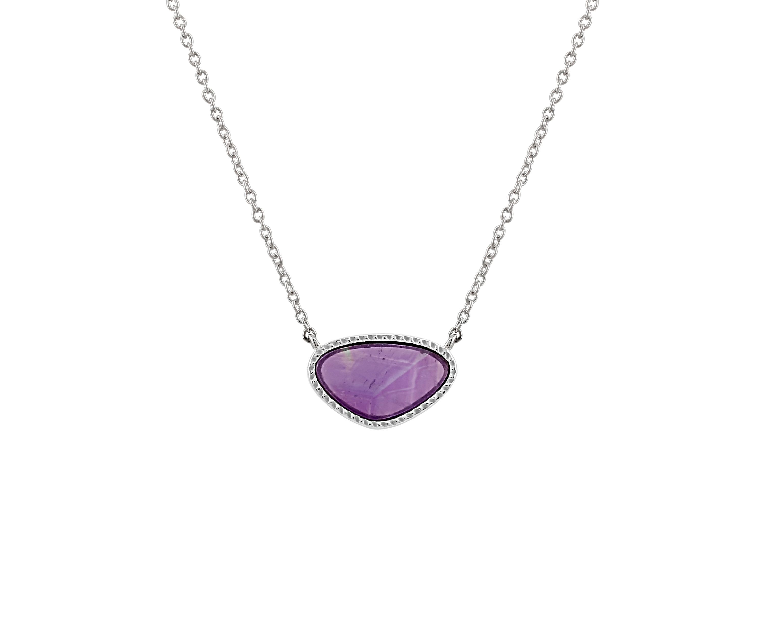 	  Sterling Silver Genuine Stone Necklace 