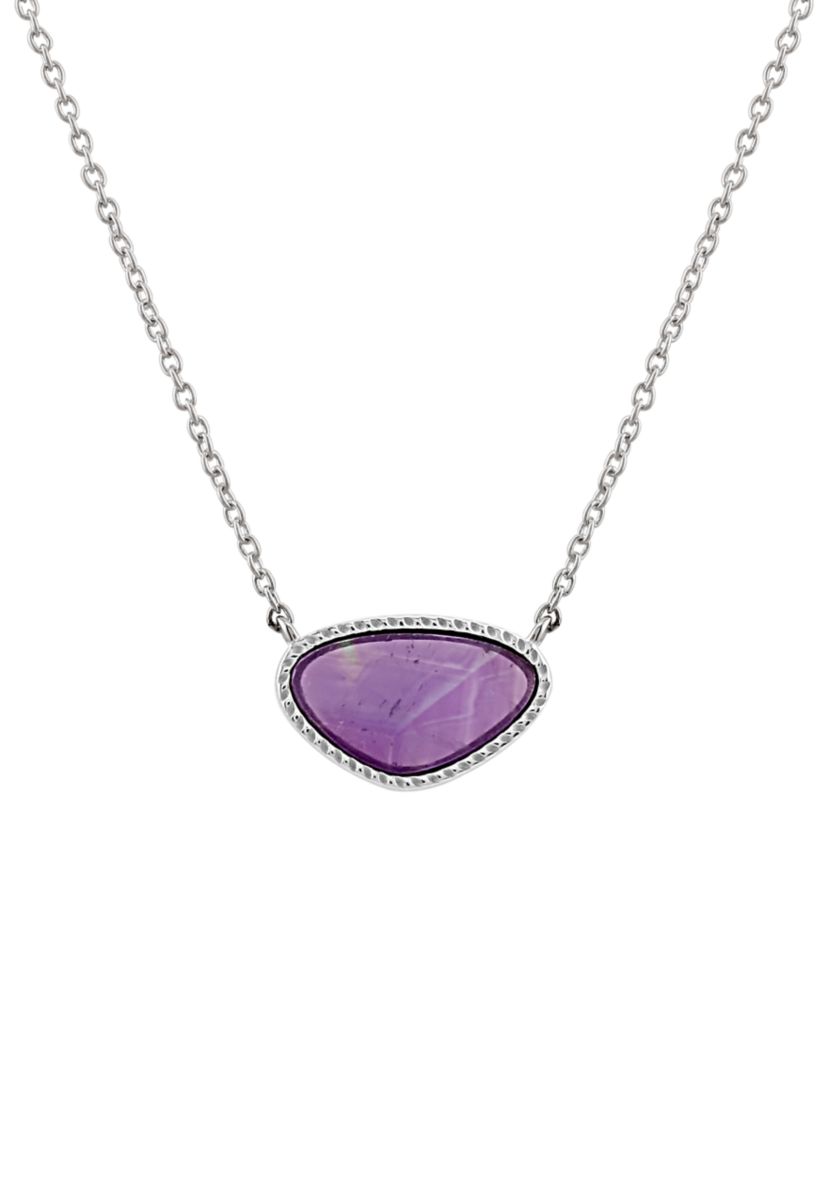 	  Sterling Silver Genuine Stone Necklace 