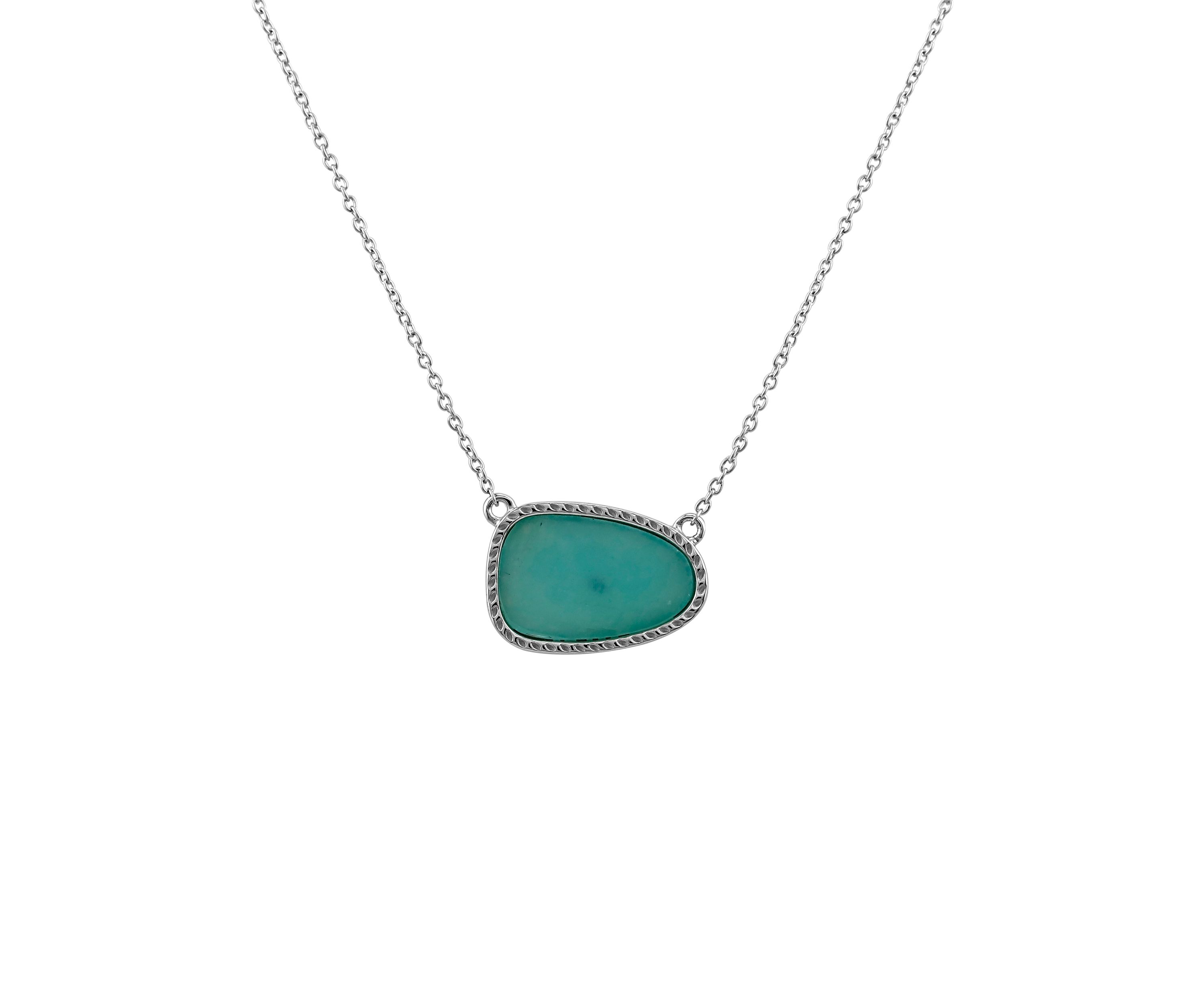  Sterling Silver Genuine Amazonite Necklace 