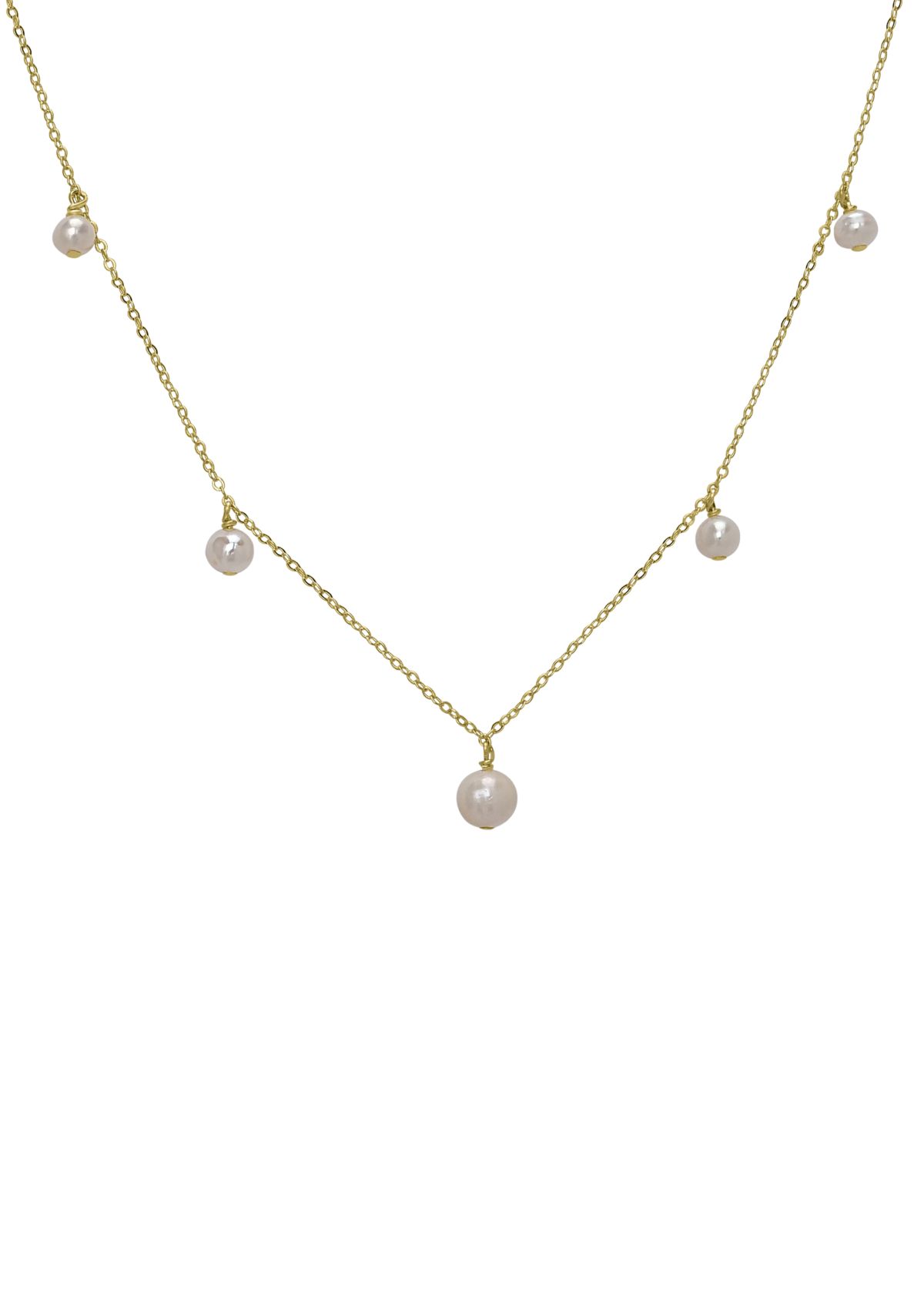 Sterling Silver Pearl Station Necklace