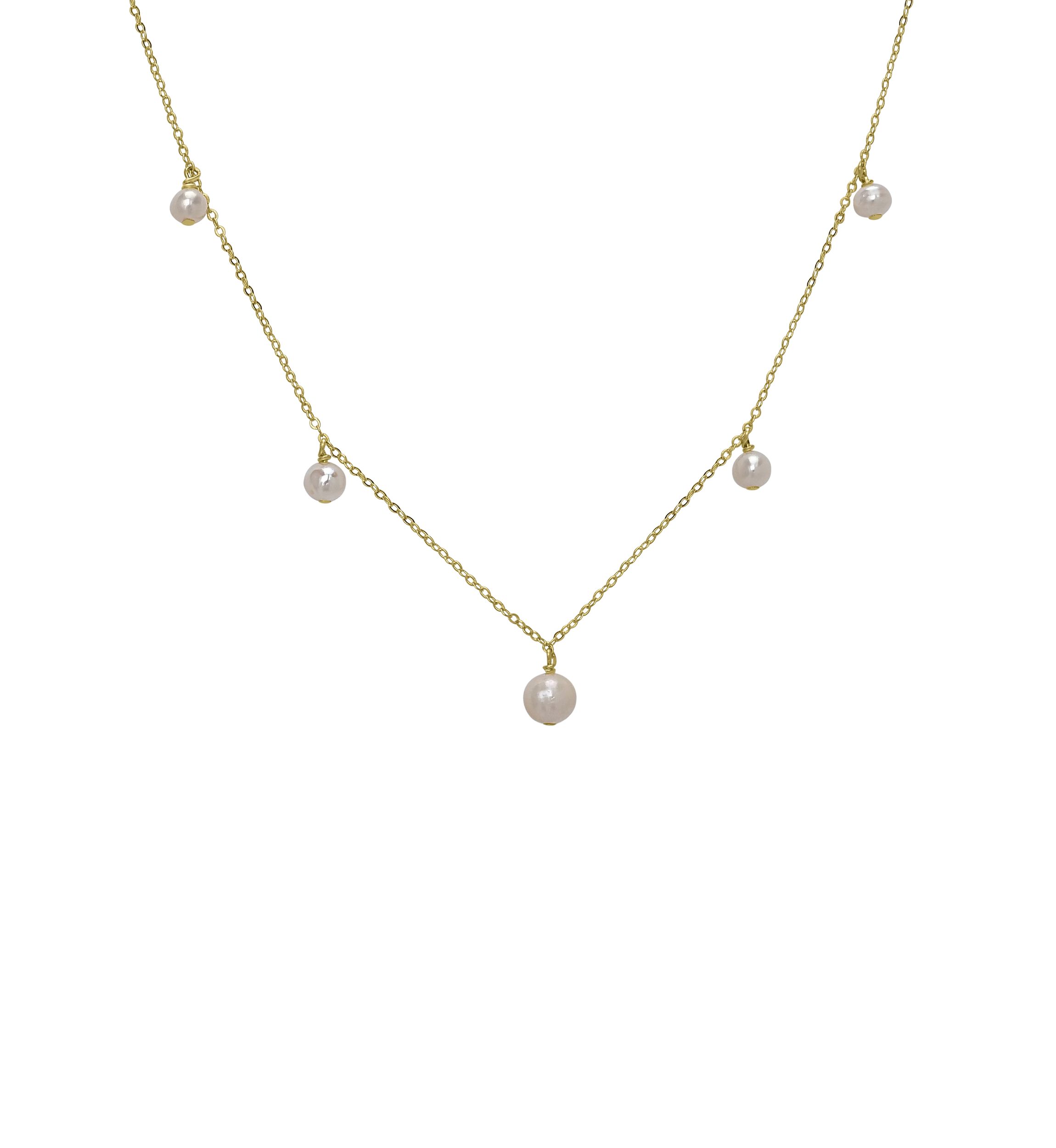 Sterling Silver Pearl Station Necklace