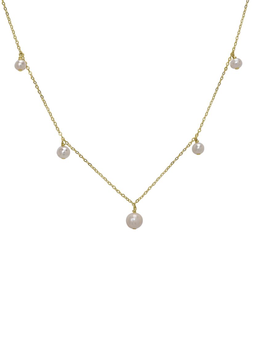 Sterling Silver Pearl Station Necklace