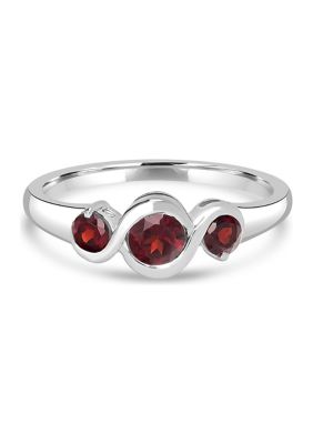 Belk Silverworks Sterling Silver Garnet 3 Stone Ring