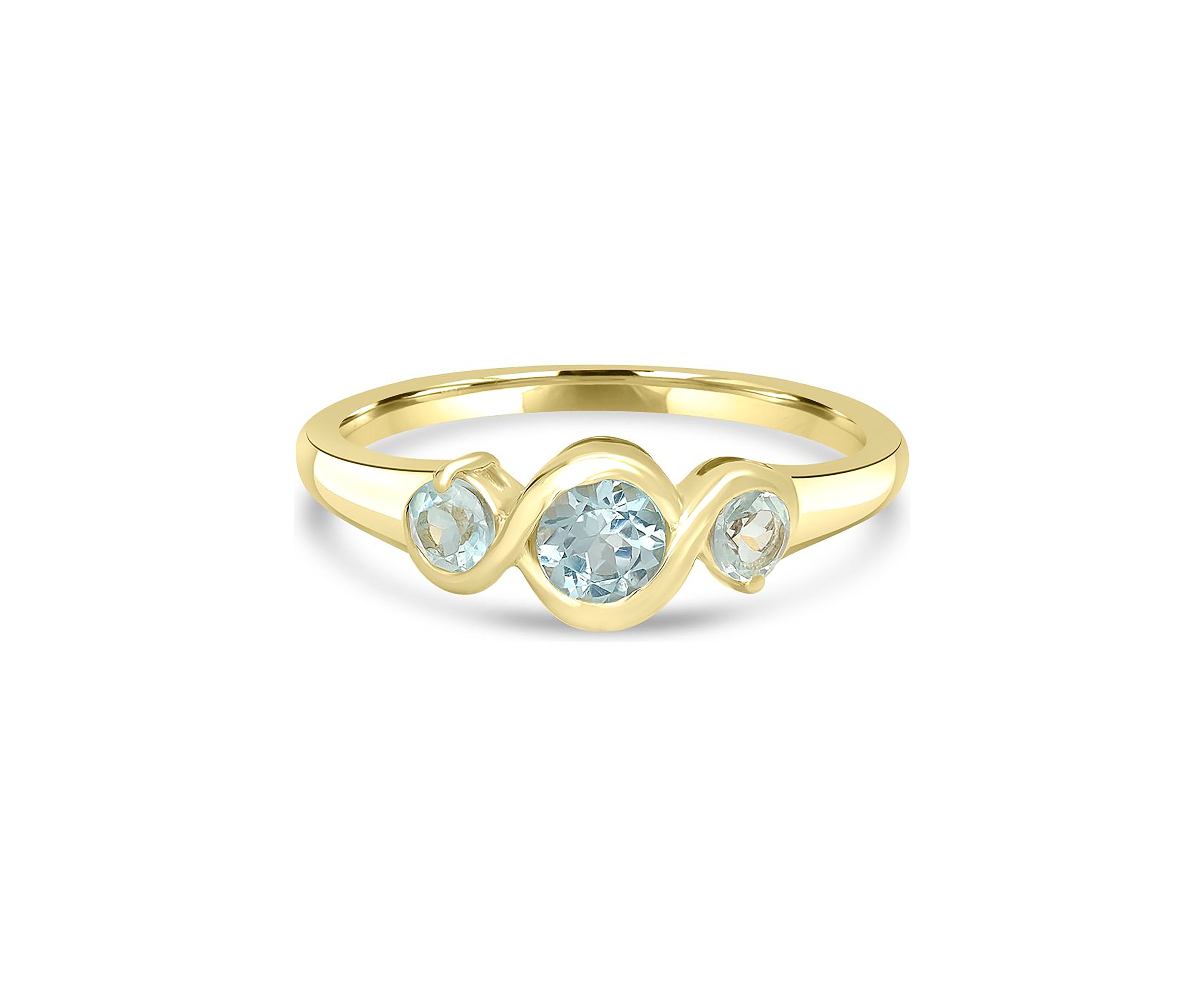 Gold over Sterling Silver Blue Topaz 3 Stone Ring
