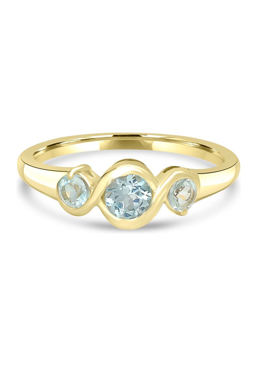Gold over Sterling Silver Blue Topaz 3 Stone Ring