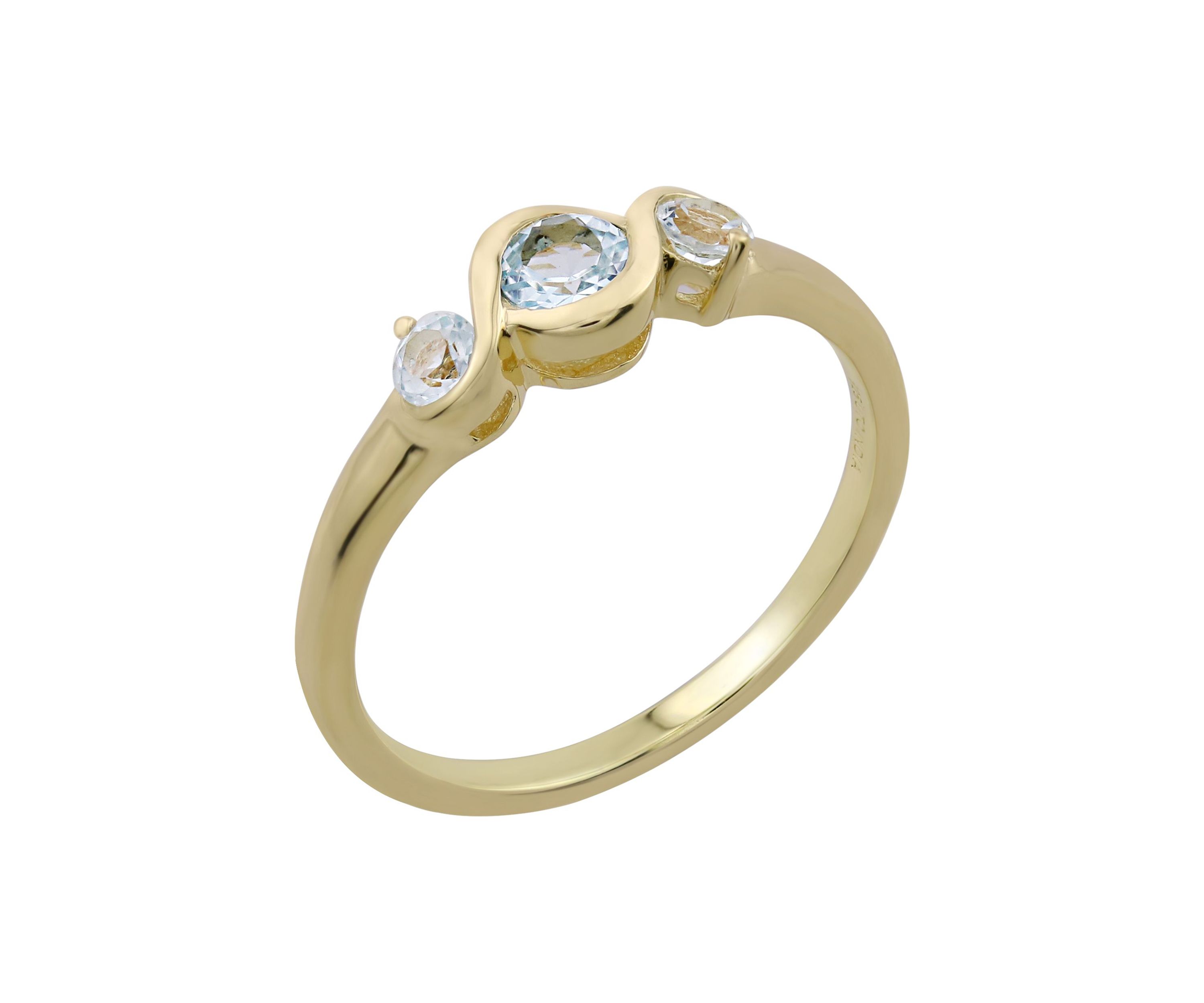 Gold over Sterling Silver Blue Topaz 3 Stone Ring