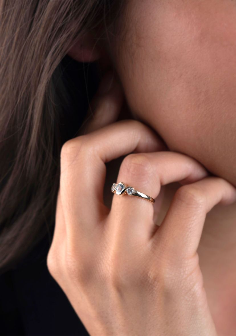 Gold over Sterling Silver Blue Topaz 3 Stone Ring