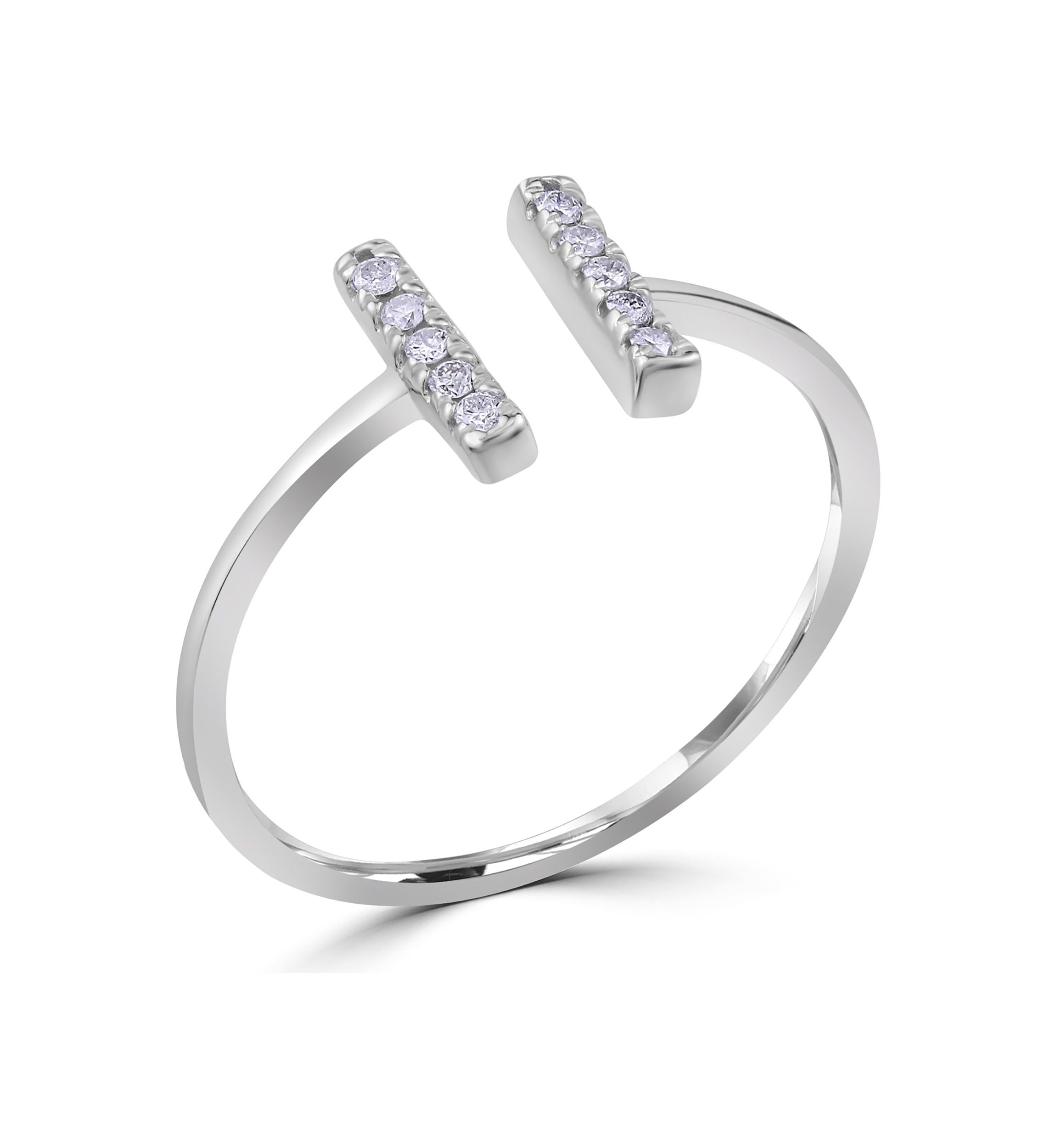 Sterling Silver 1/10 ct. t.w. Diamond Double Bar Ring