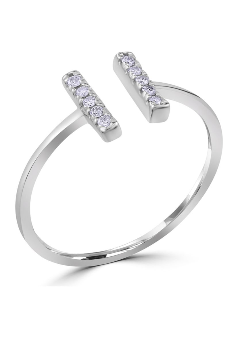 Sterling Silver 1/10 ct. t.w. Diamond Double Bar Ring