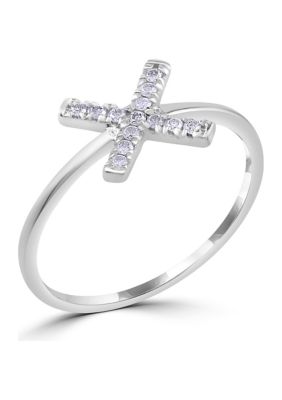 Belk Silverworks Sterling Silver 1/8 ct. t.w. Diamond X Ring