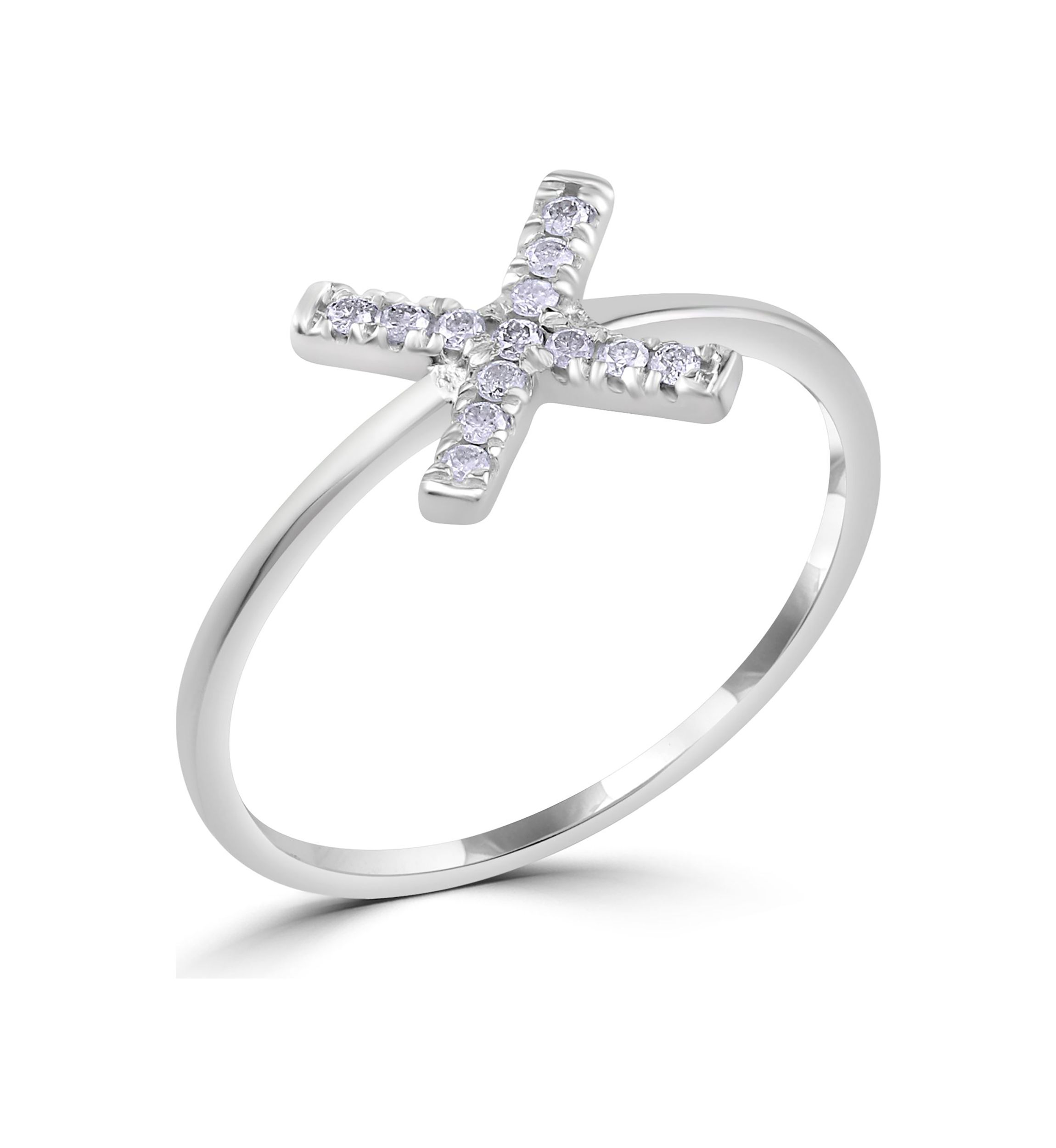 Sterling Silver 1/8 ct. t.w. Diamond  X Ring