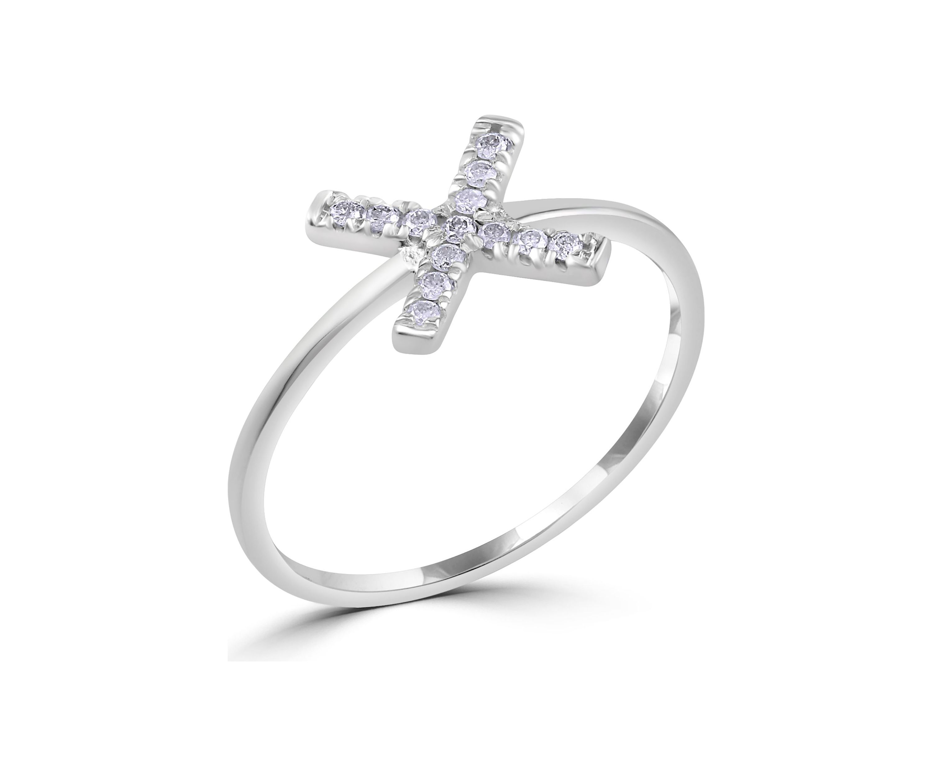 Sterling Silver 1/8 ct. t.w. Diamond  X Ring