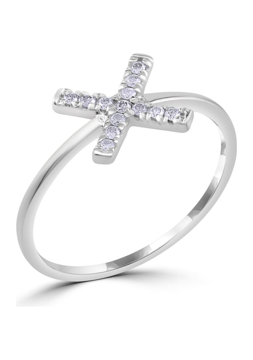 Sterling Silver 1/8 ct. t.w. Diamond  X Ring