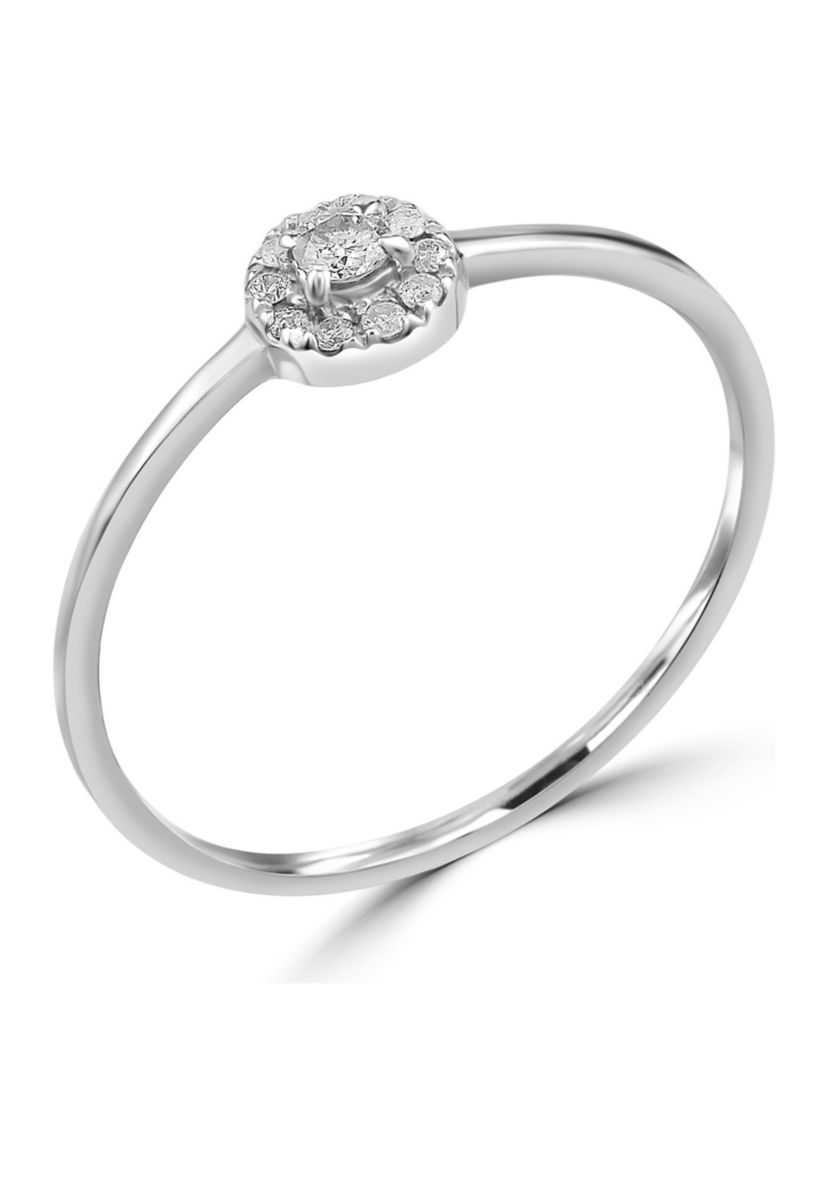 Sterling Silver 1/8 ct. t.w. Diamond Halo Ring