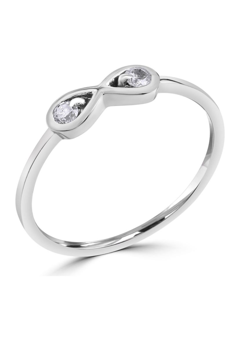 Sterling Silver 1/8 ct. t.w. Diamond Infinity Ring