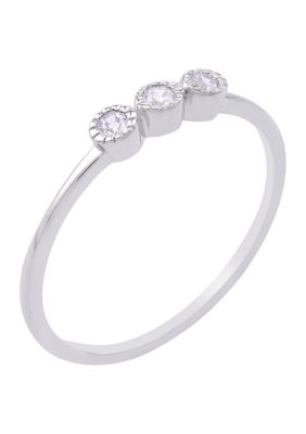 Belk Silverworks Sterling Silver 1/10 ct. t.w. Diamond 3 Stone Ring