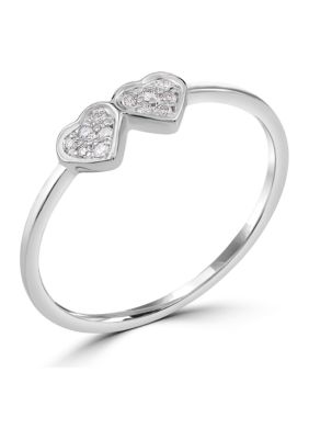 Belk Silverworks Sterling Silver 1/10 ct. t.w. Diamond Double Heart Ring