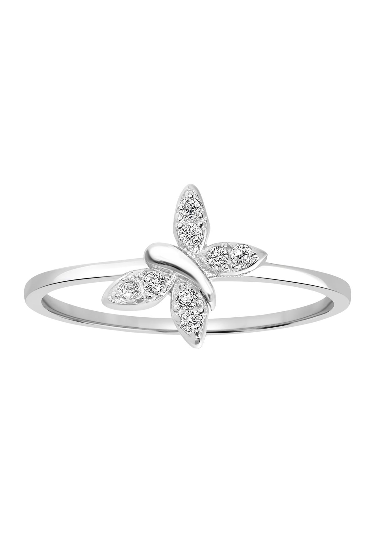 Sterling Silver Cubic Zirconia Butterfly Ring