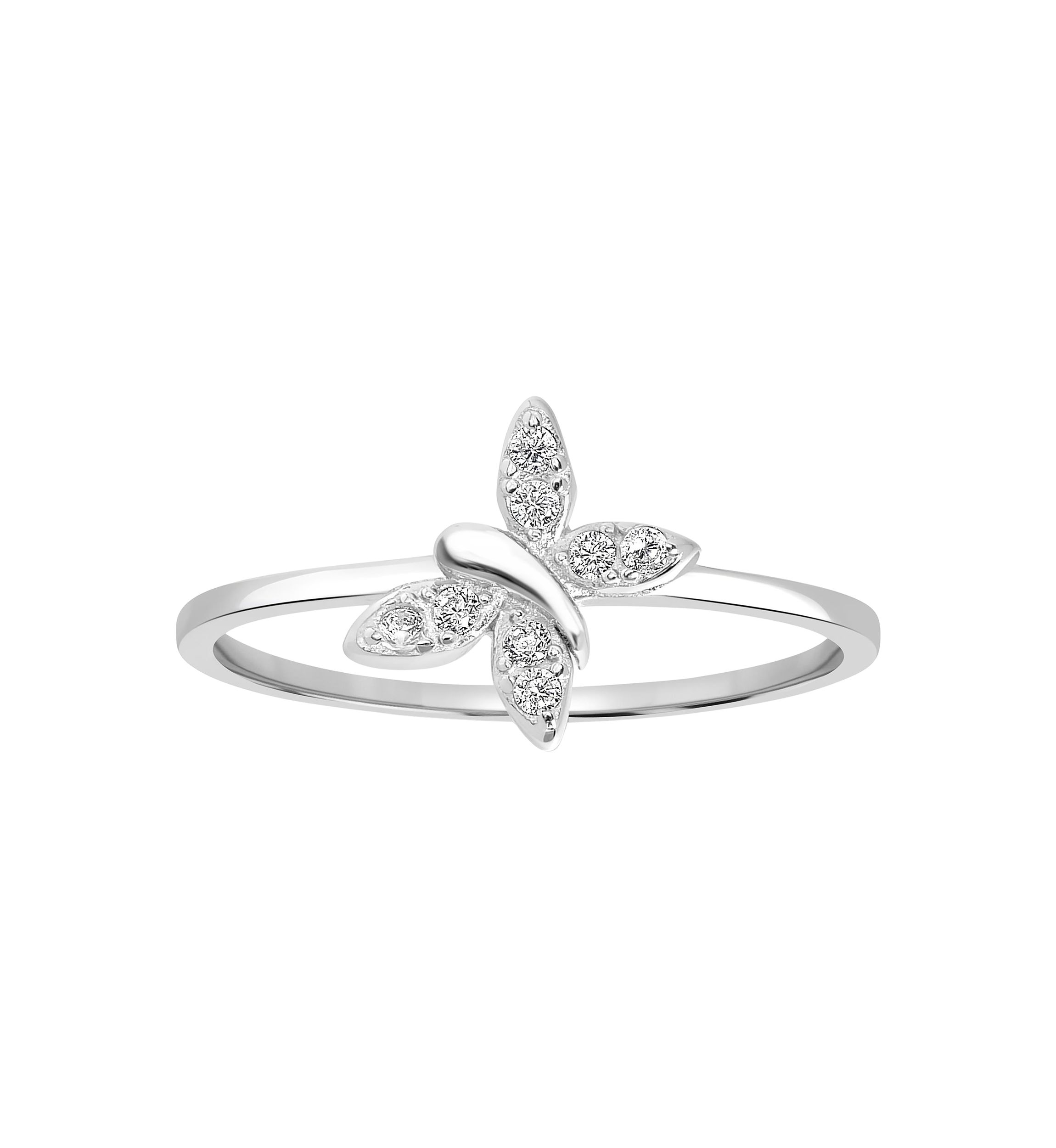 Sterling Silver Cubic Zirconia Butterfly Ring