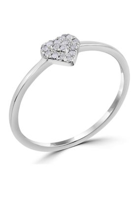 Belk Silverworks Sterling Silver 1/10 ct. t.w. Diamond Heart Ring