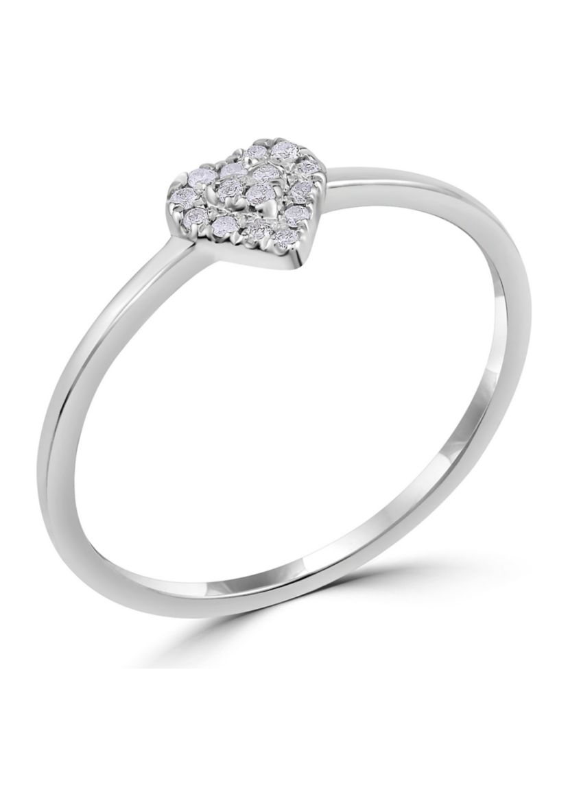 Sterling Silver 1/10 ct. t.w. Diamond Heart Ring