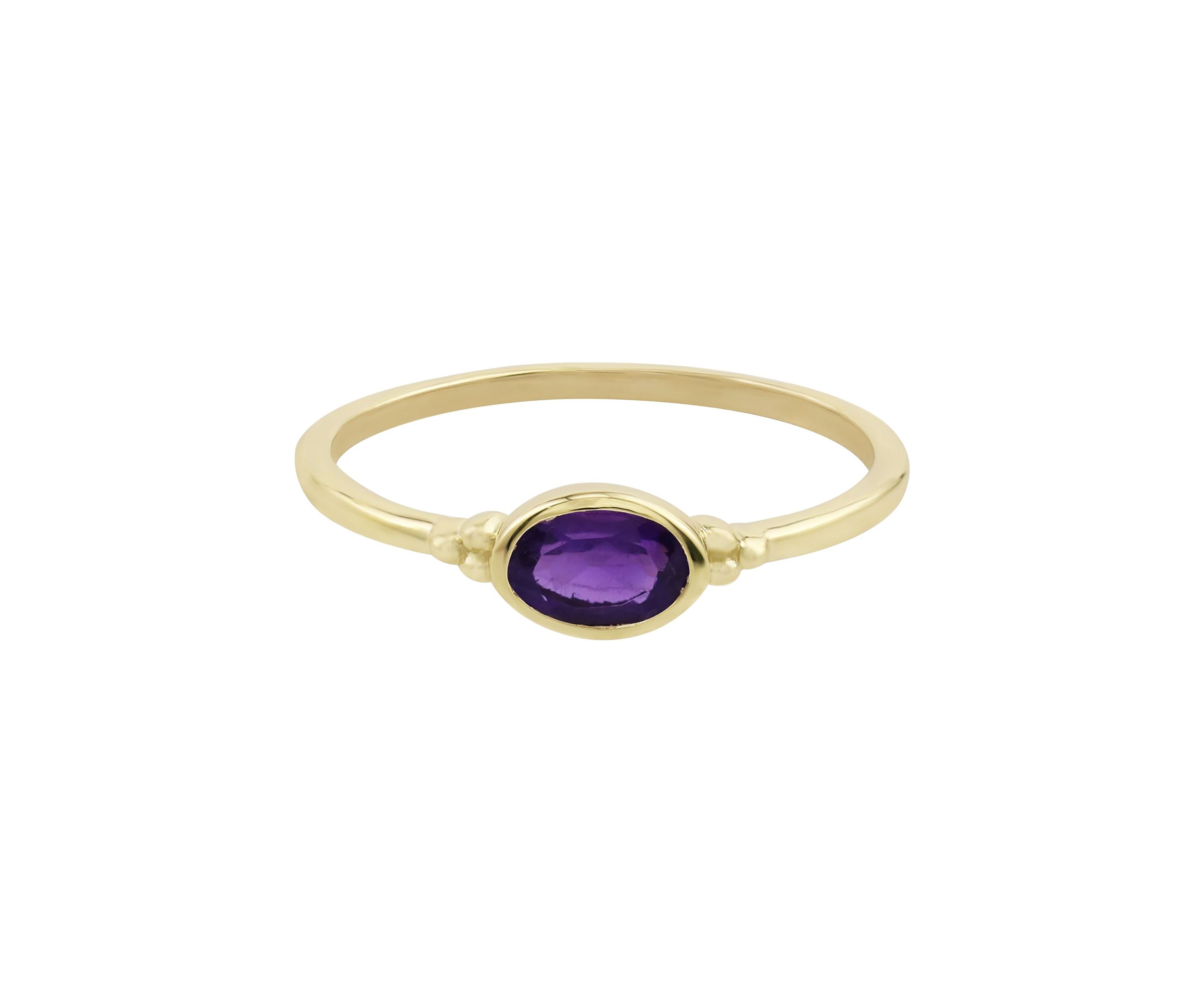 Gold over Sterling Silver Amethyst Oblong Ring
