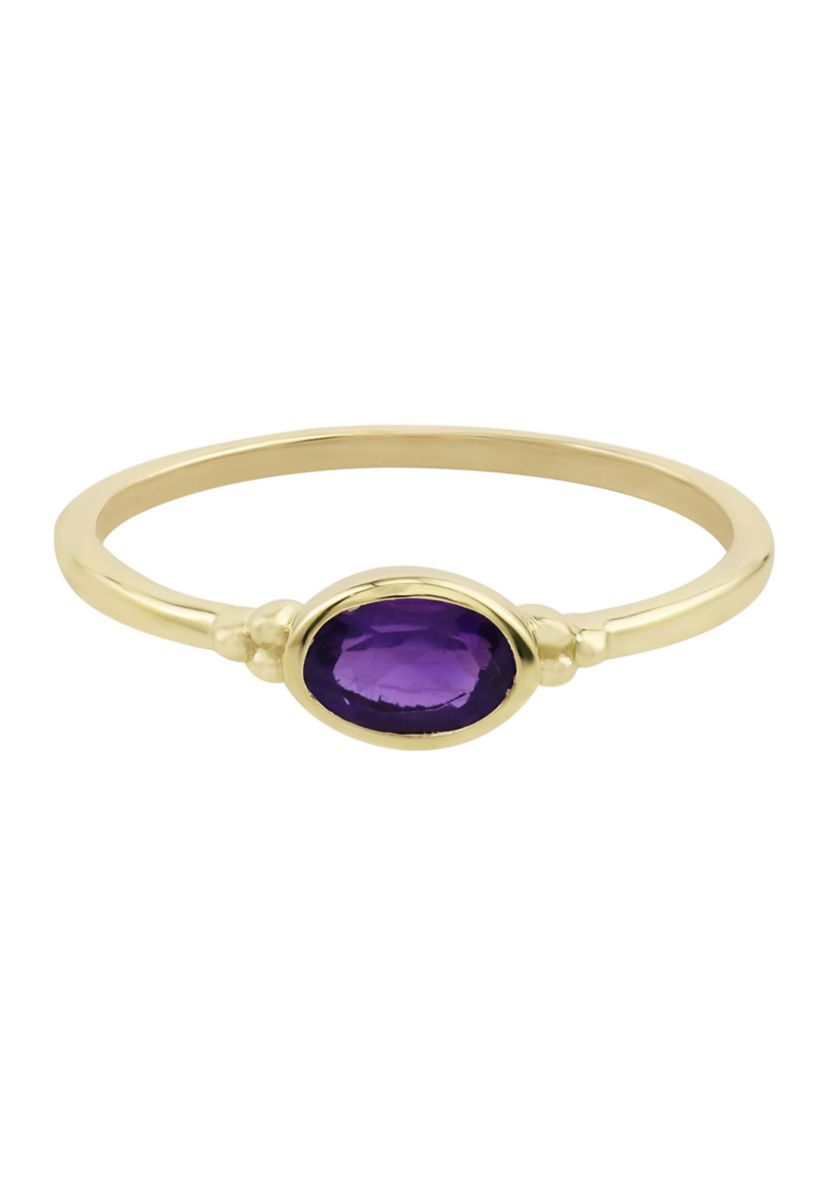 Gold over Sterling Silver Amethyst Oblong Ring