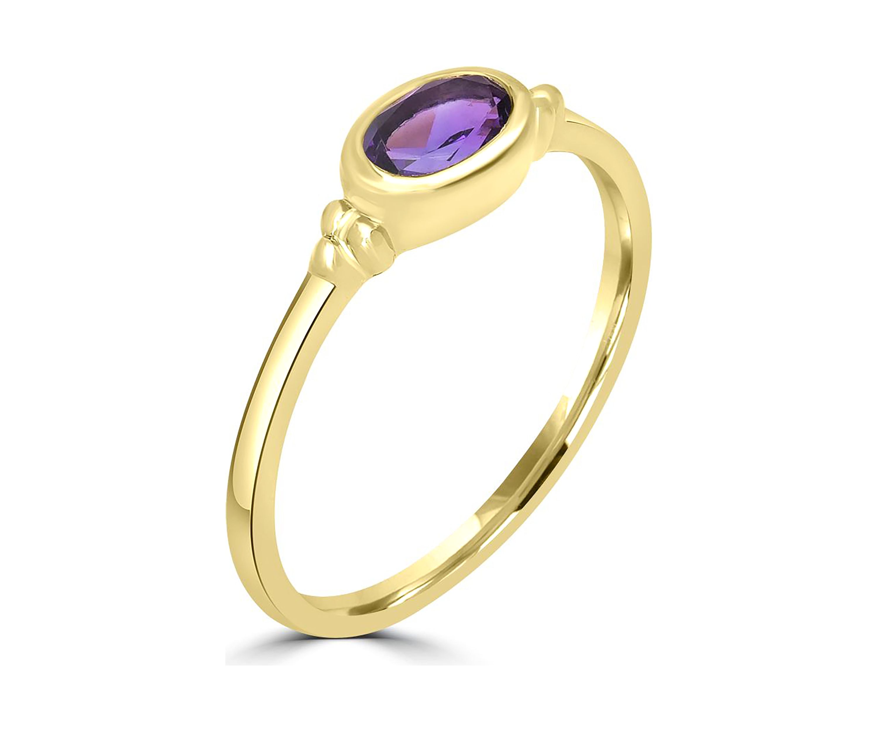 Gold over Sterling Silver Amethyst Oblong Ring