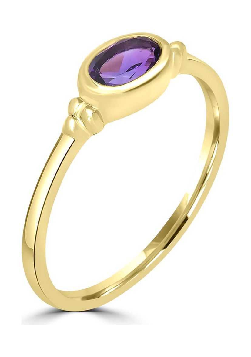 Gold over Sterling Silver Amethyst Oblong Ring