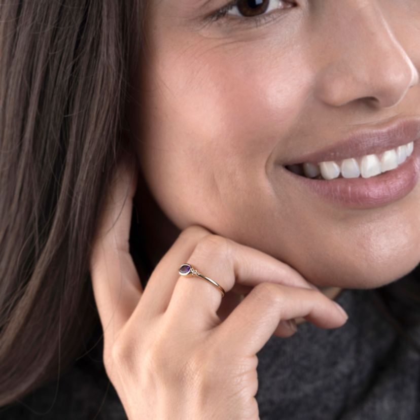 Gold over Sterling Silver Amethyst Oblong Ring