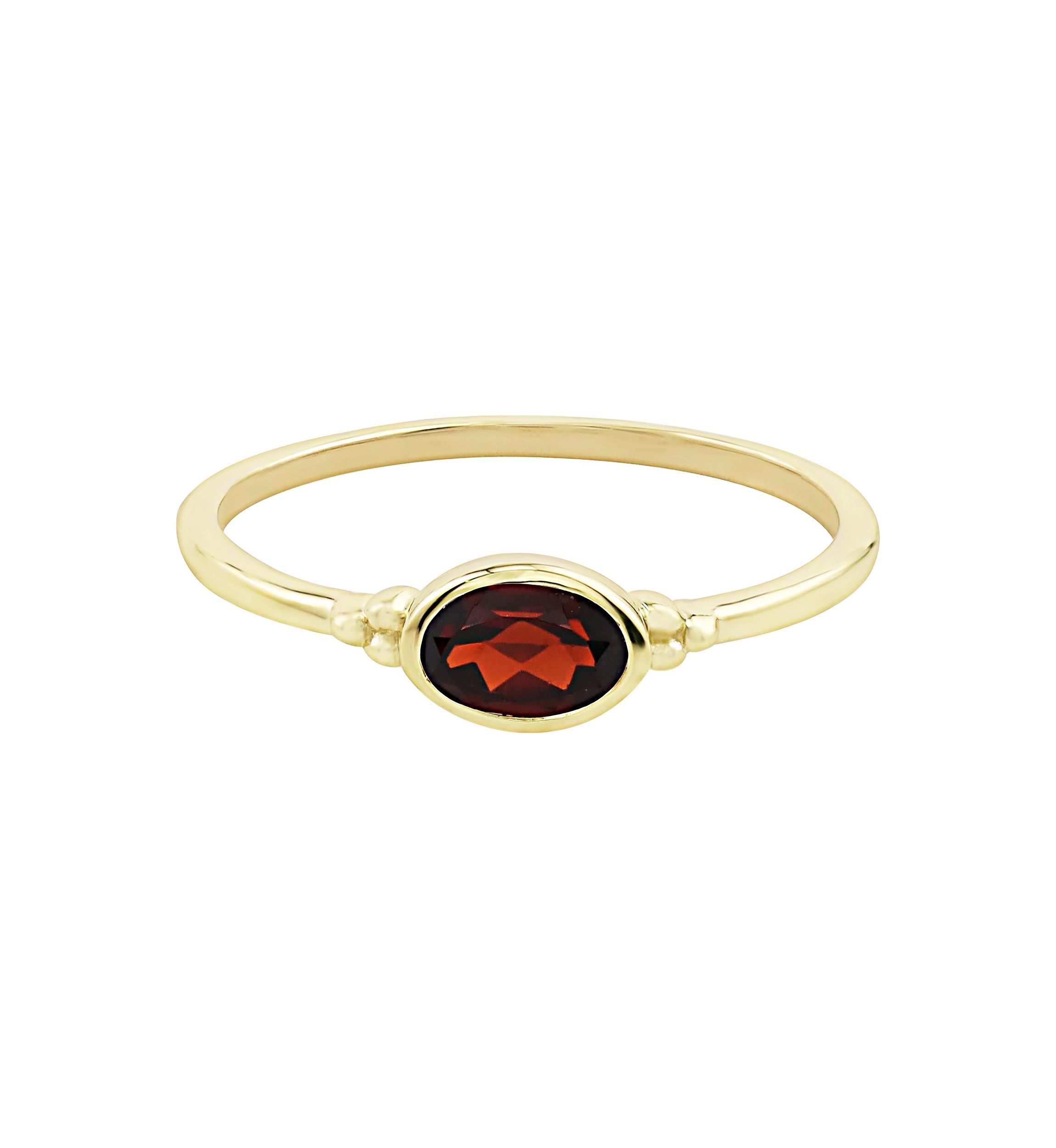 Gold over Sterling Silver Garnet Oblong Ring