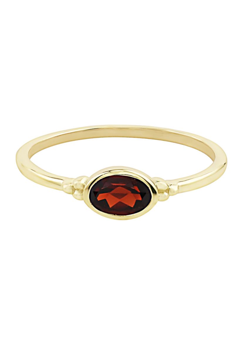 Gold over Sterling Silver Garnet Oblong Ring