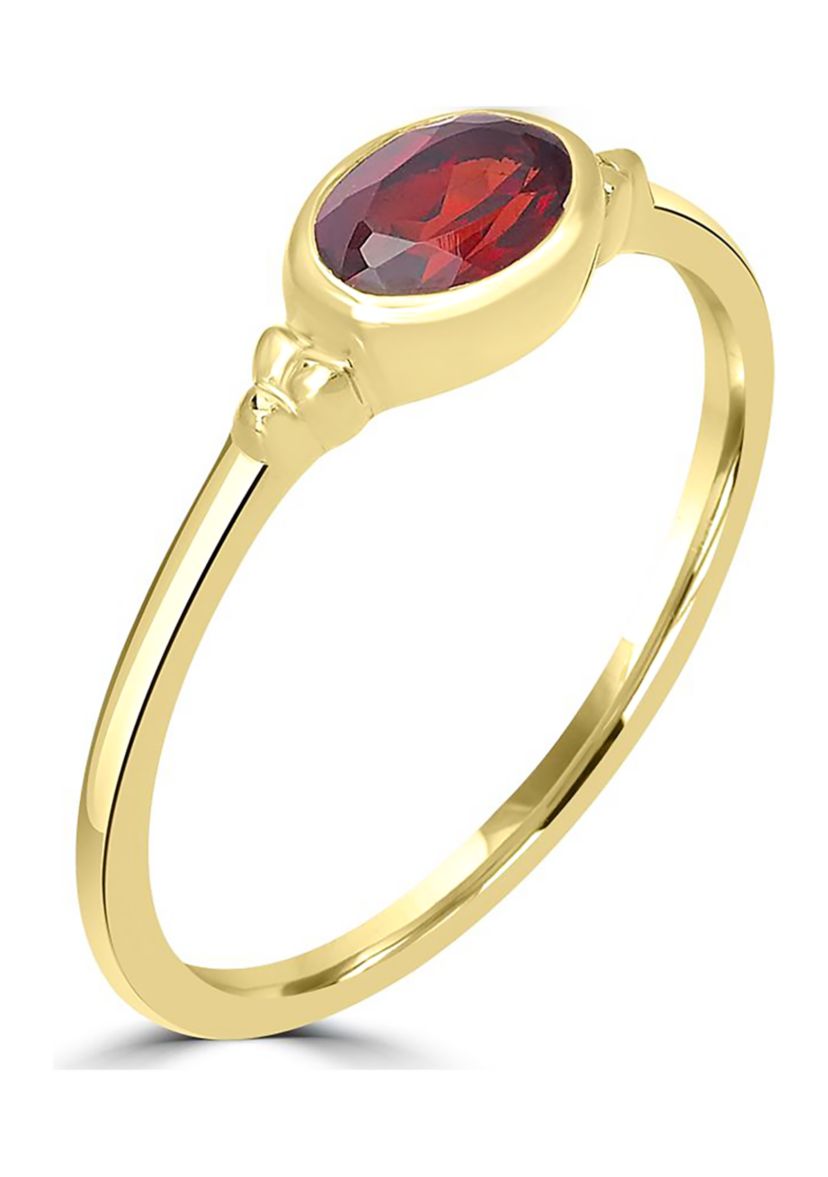 Gold over Sterling Silver Garnet Oblong Ring