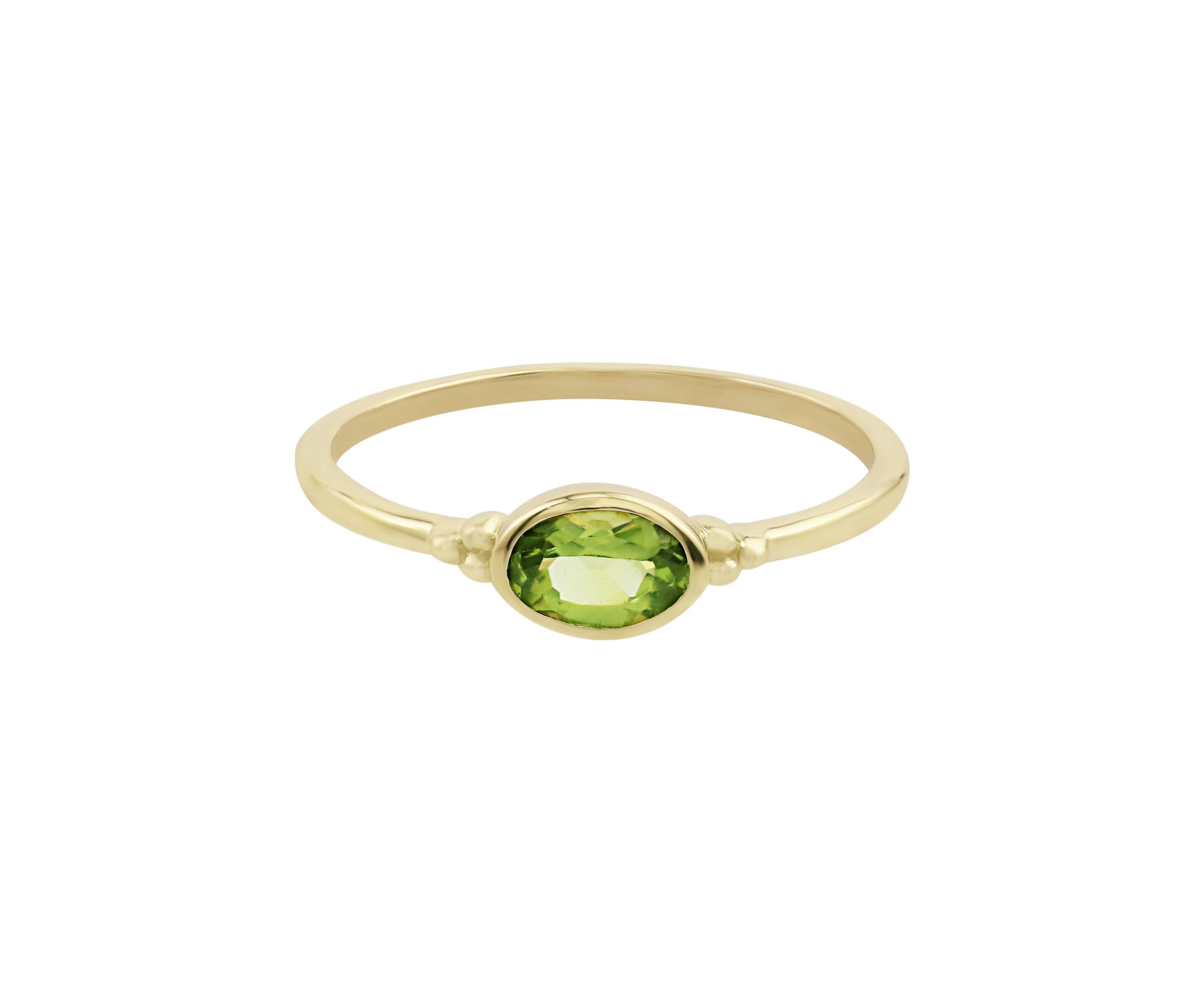 Gold over Sterling Silver Peridot Oblong Ring