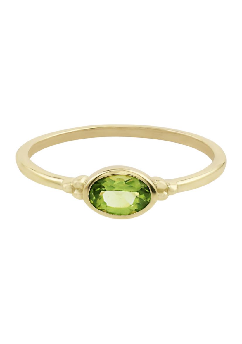 Gold over Sterling Silver Peridot Oblong Ring