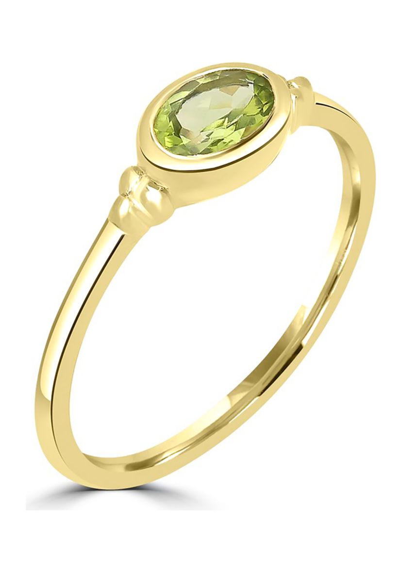 Gold over Sterling Silver Peridot Oblong Ring