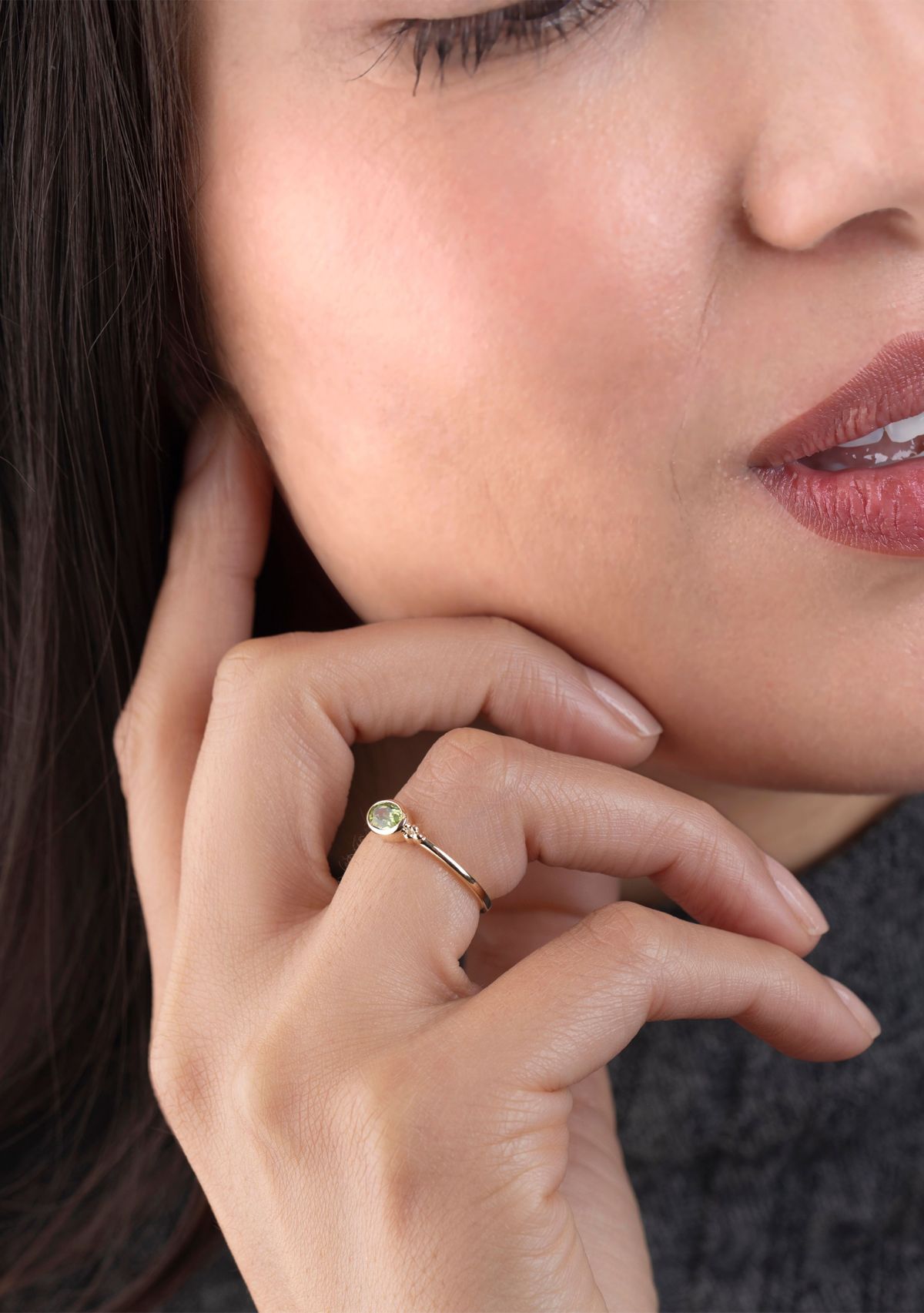 Gold over Sterling Silver Peridot Oblong Ring