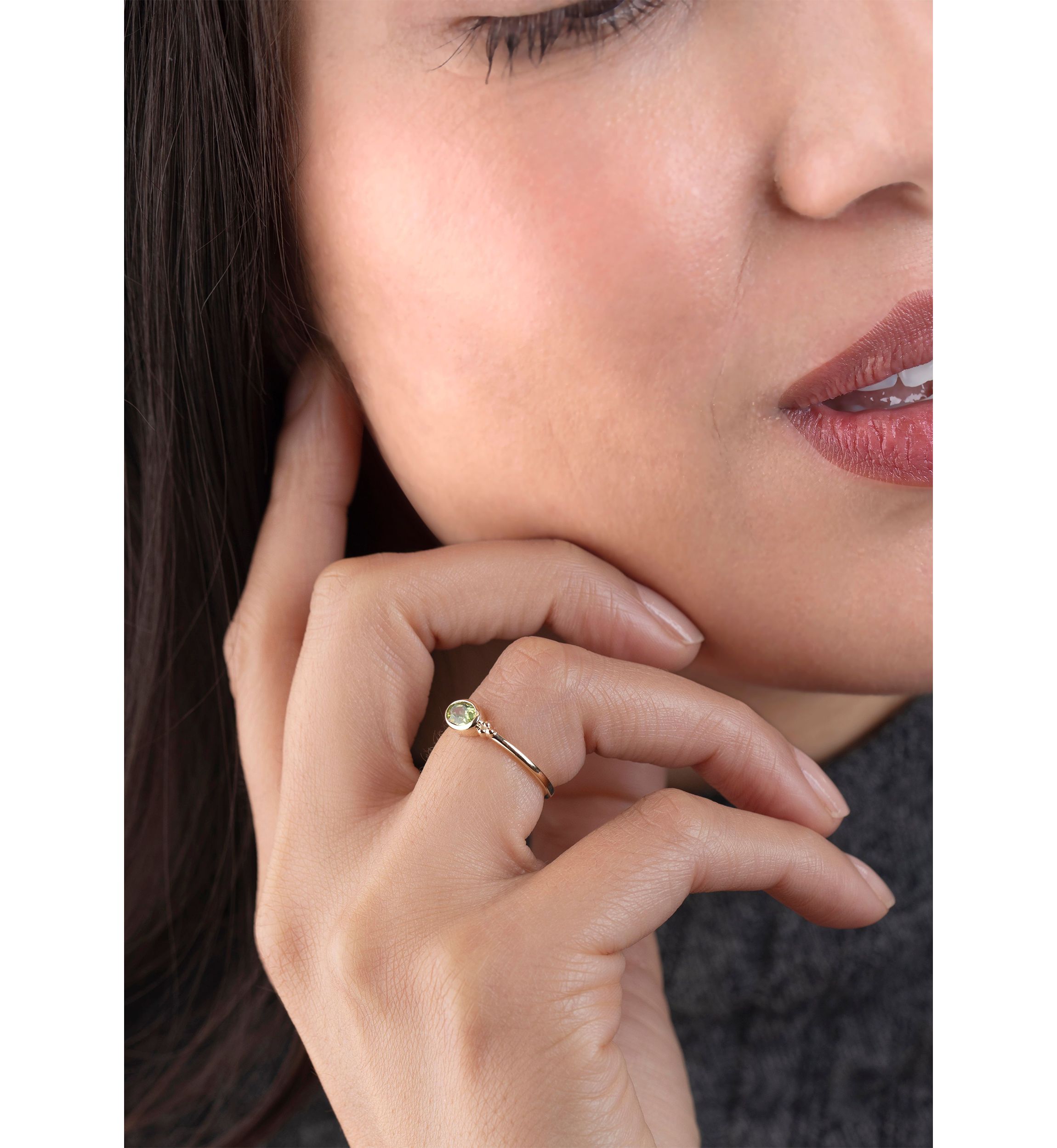 Gold over Sterling Silver Peridot Oblong Ring