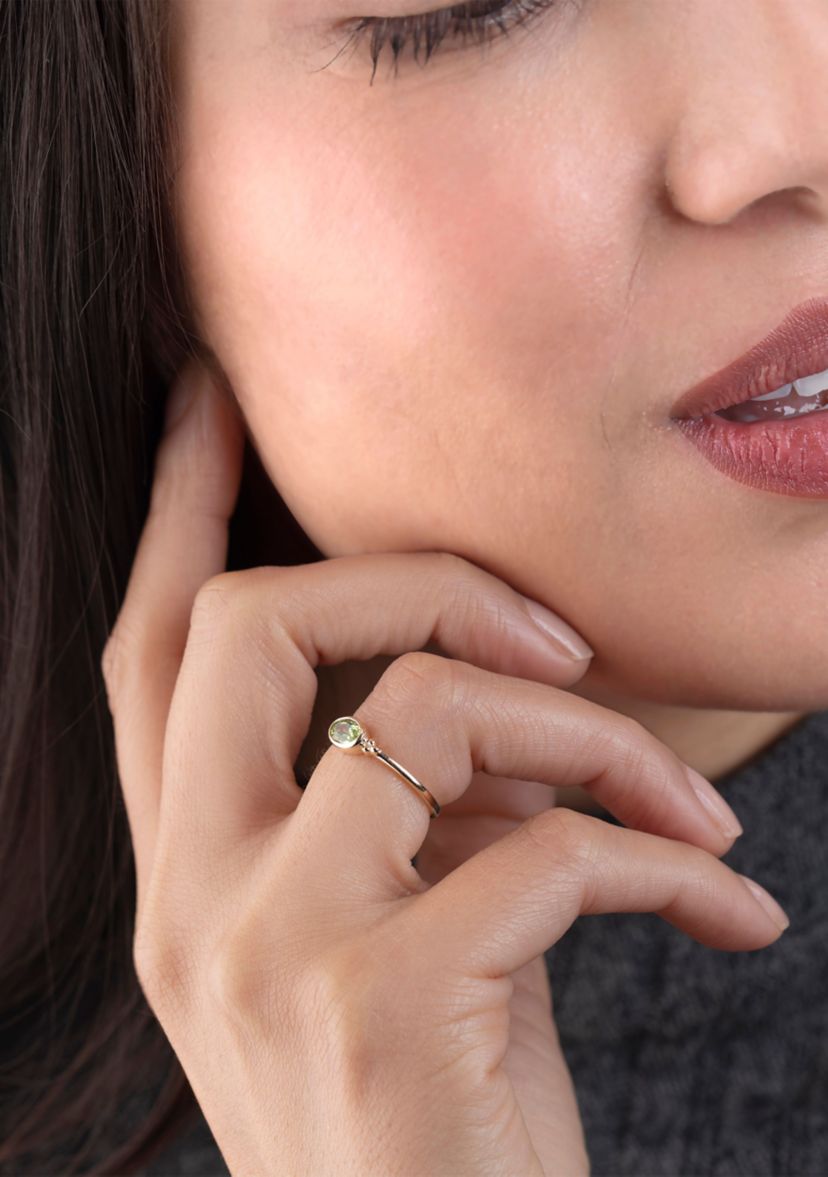 Gold over Sterling Silver Peridot Oblong Ring