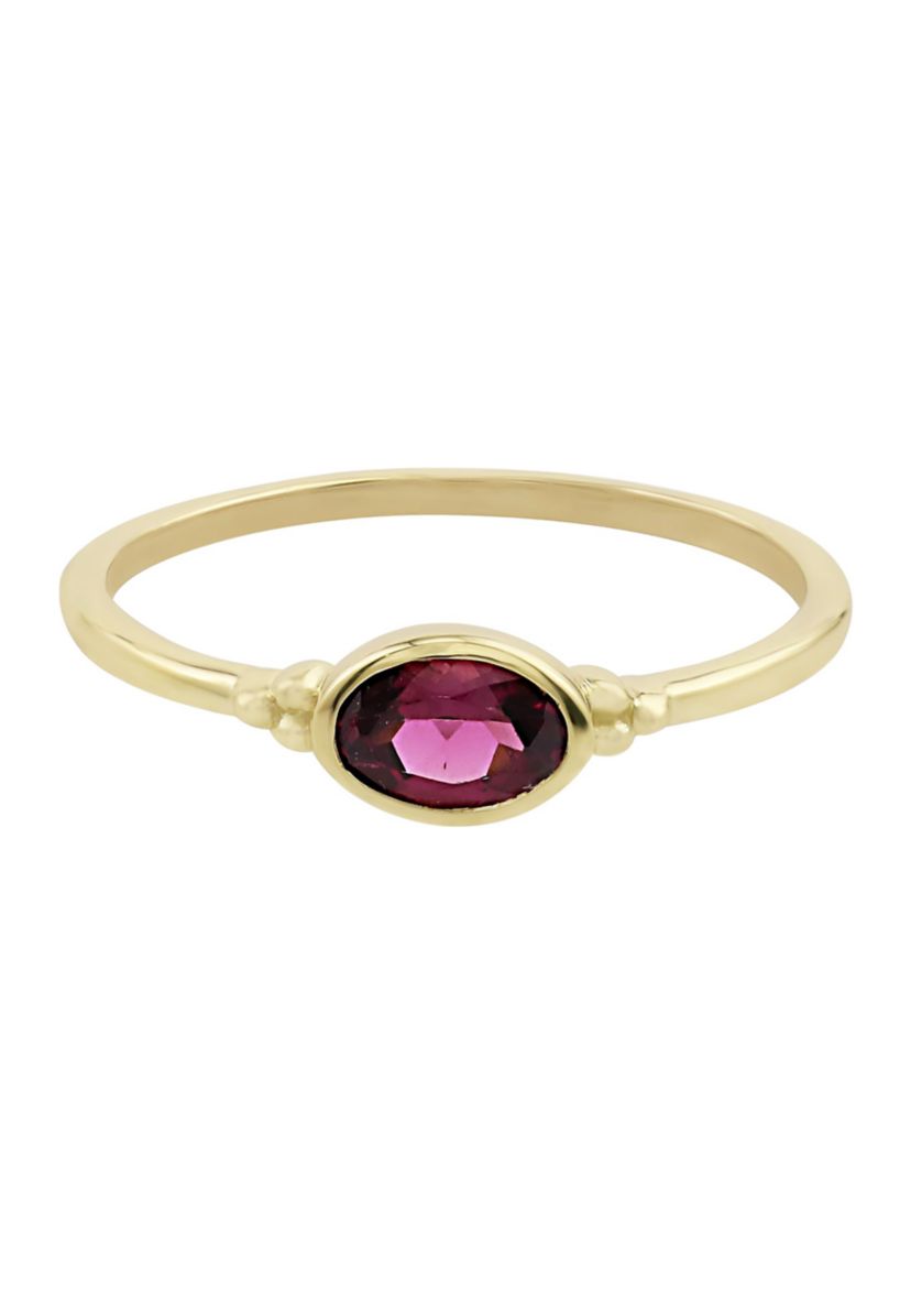 Gold over Sterling Silver Rhodolite Oblong Ring
