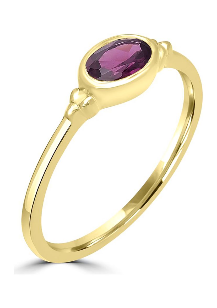 Gold over Sterling Silver Rhodolite Oblong Ring