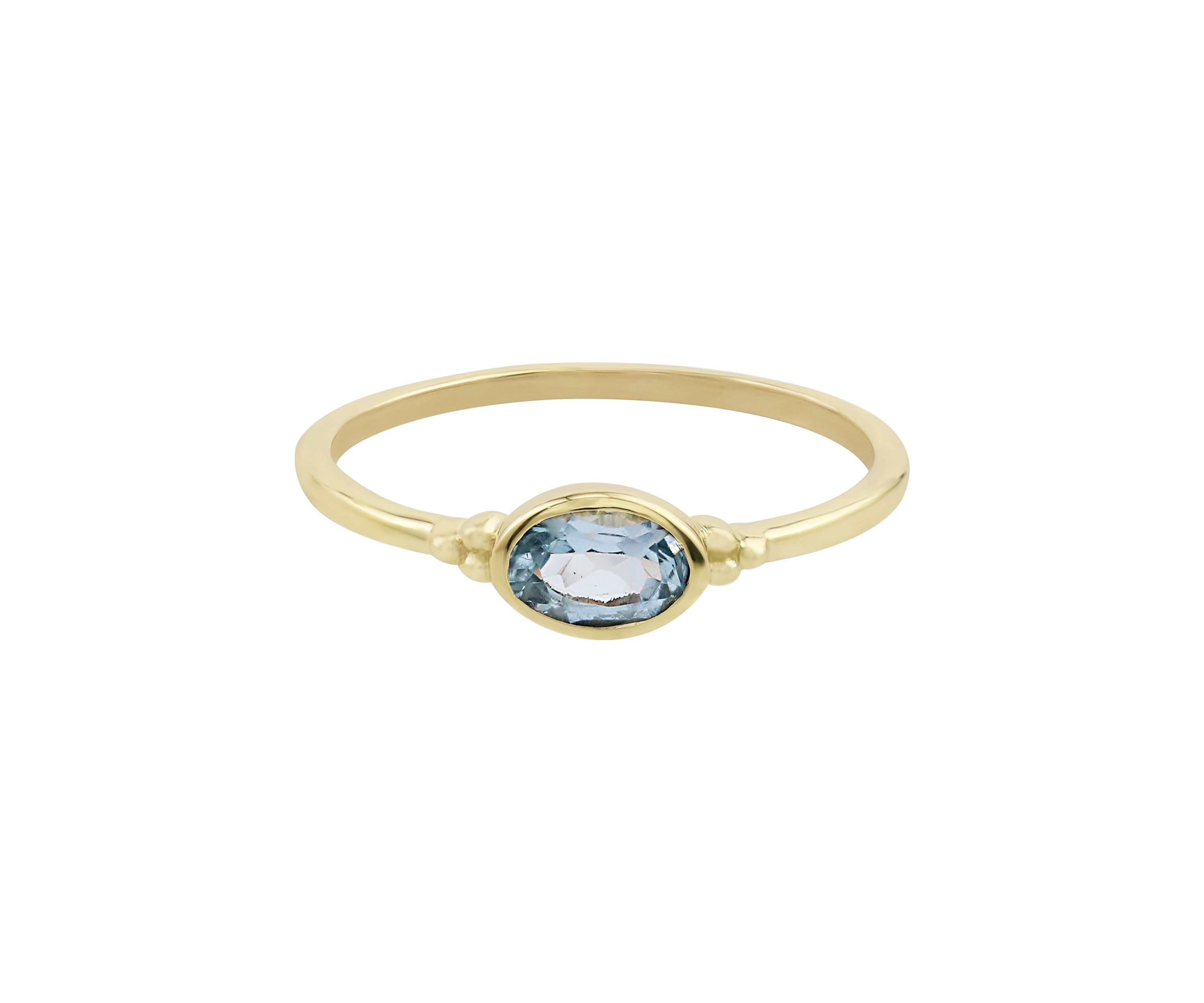 Gold over Sterling Silver Blue Topaz Oblong Ring