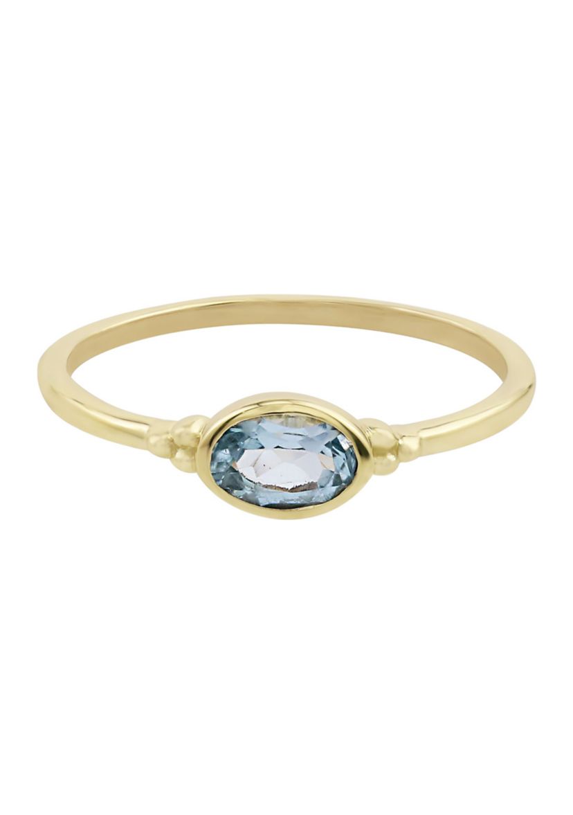 Gold over Sterling Silver Blue Topaz Oblong Ring