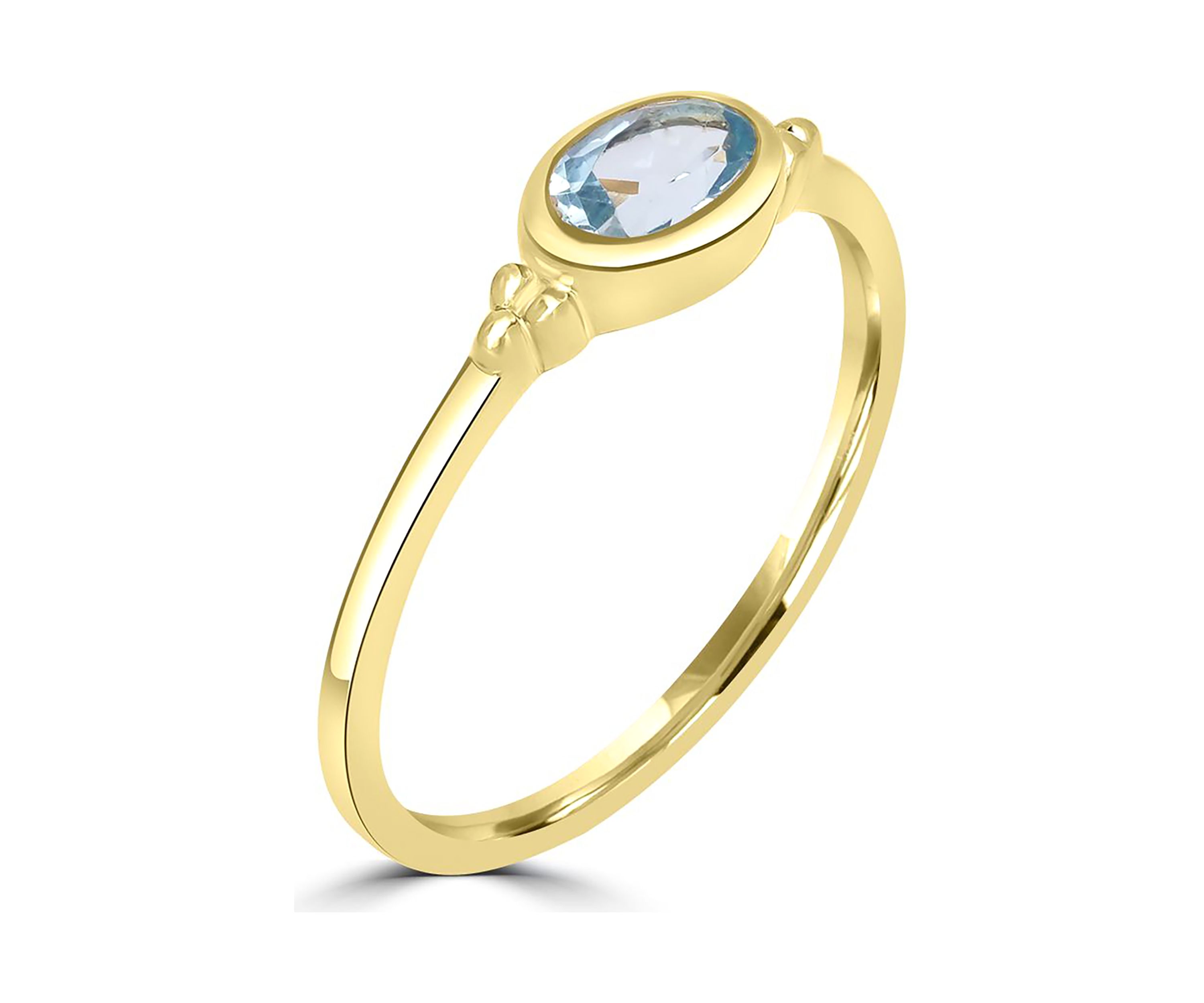 Gold over Sterling Silver Blue Topaz Oblong Ring