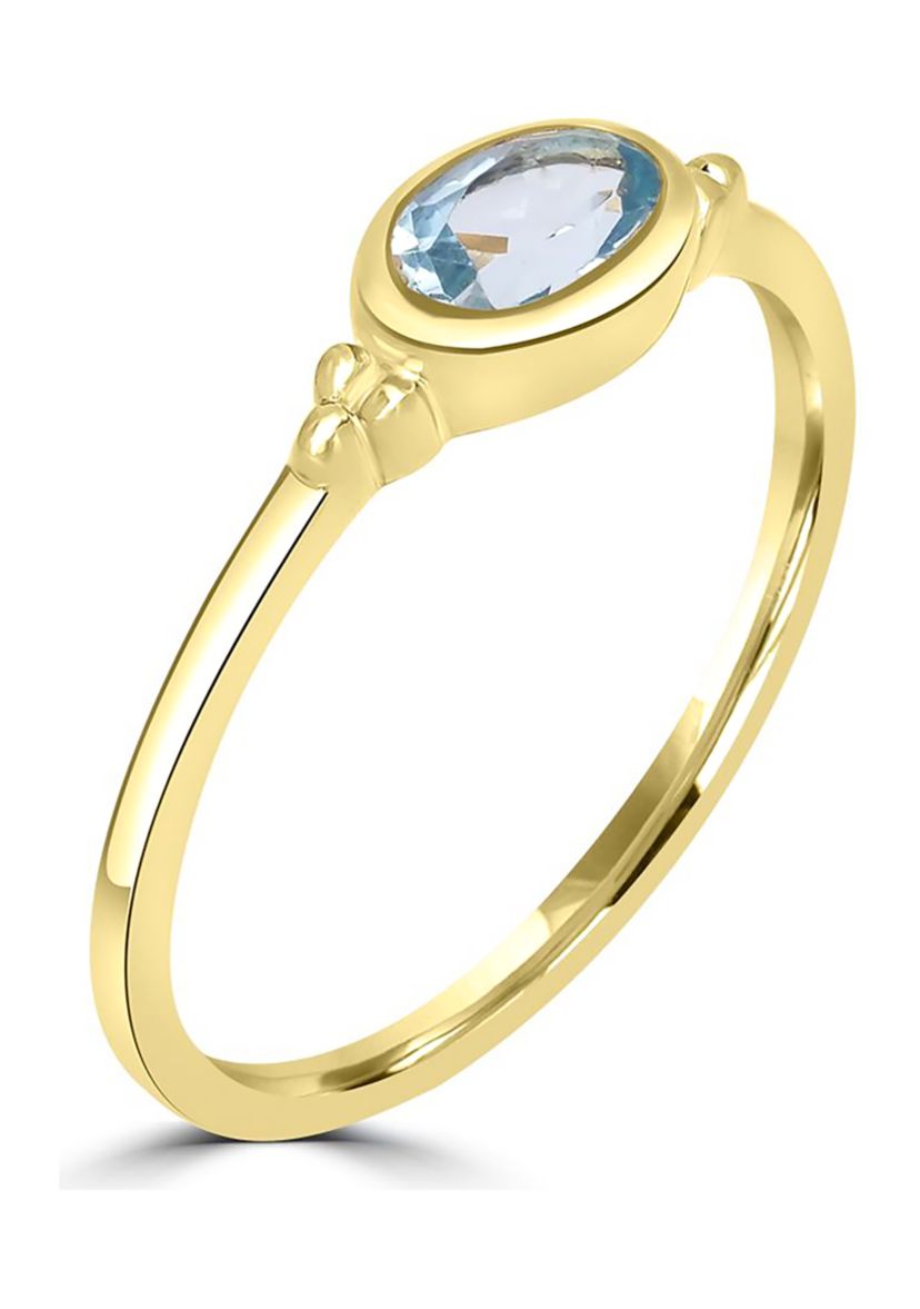 Gold over Sterling Silver Blue Topaz Oblong Ring