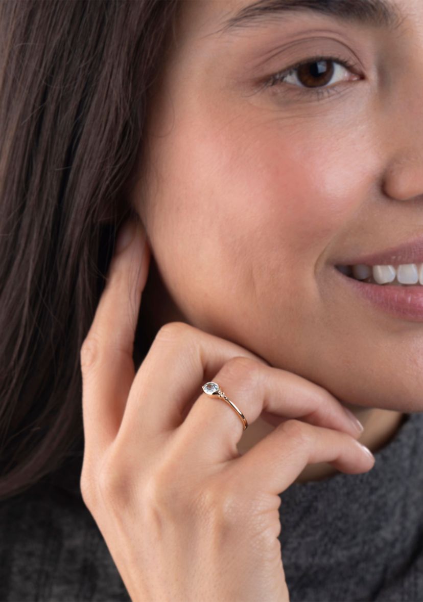 Gold over Sterling Silver Blue Topaz Oblong Ring