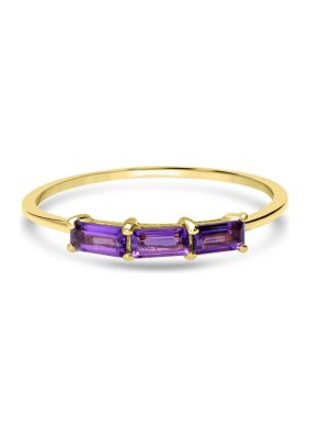 Belk Silverworks Gold over Sterling Silver Amethyst 3 Stone Ring, 7