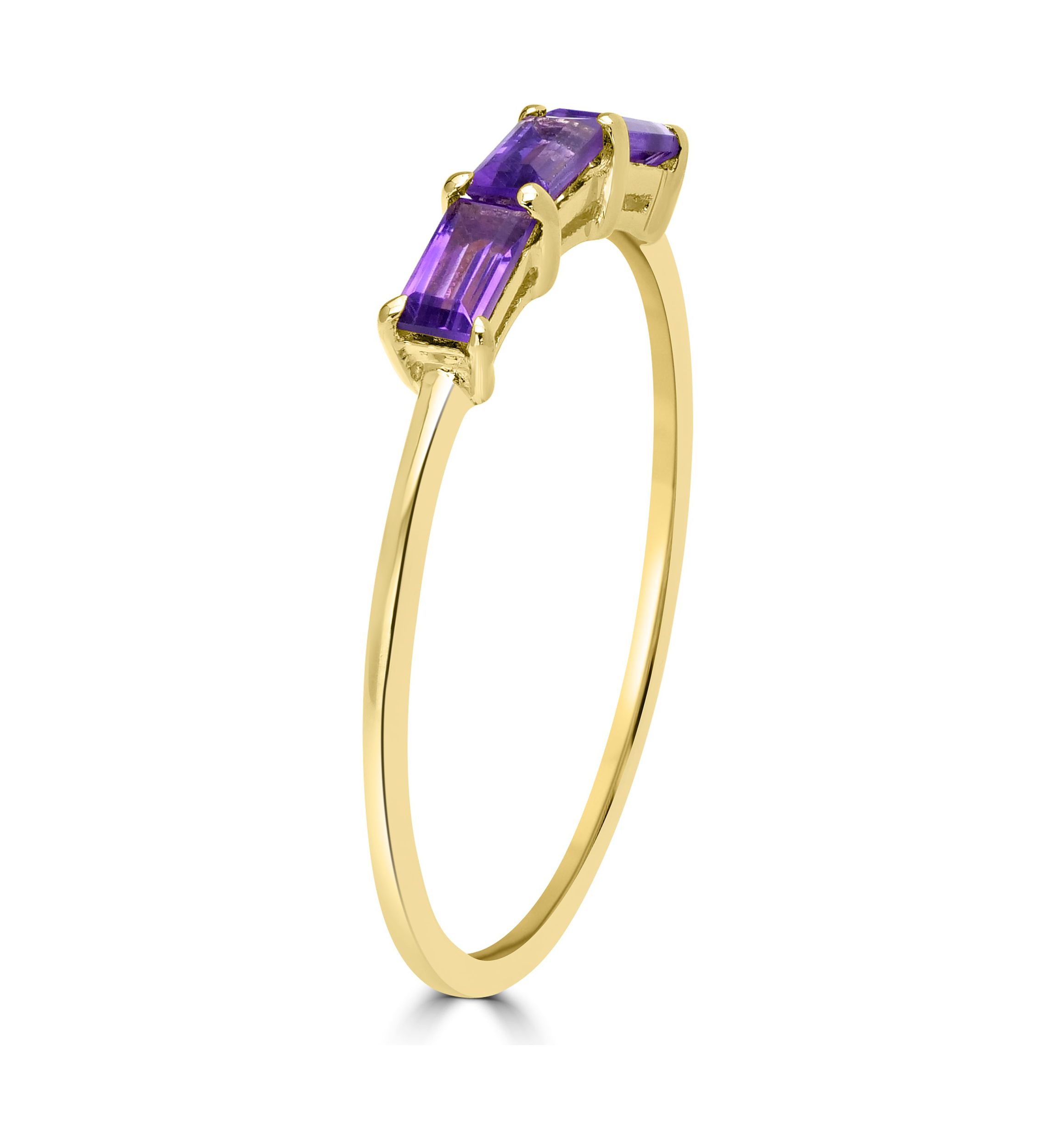 Gold over Sterling Silver Amethyst 3 Stone Ring