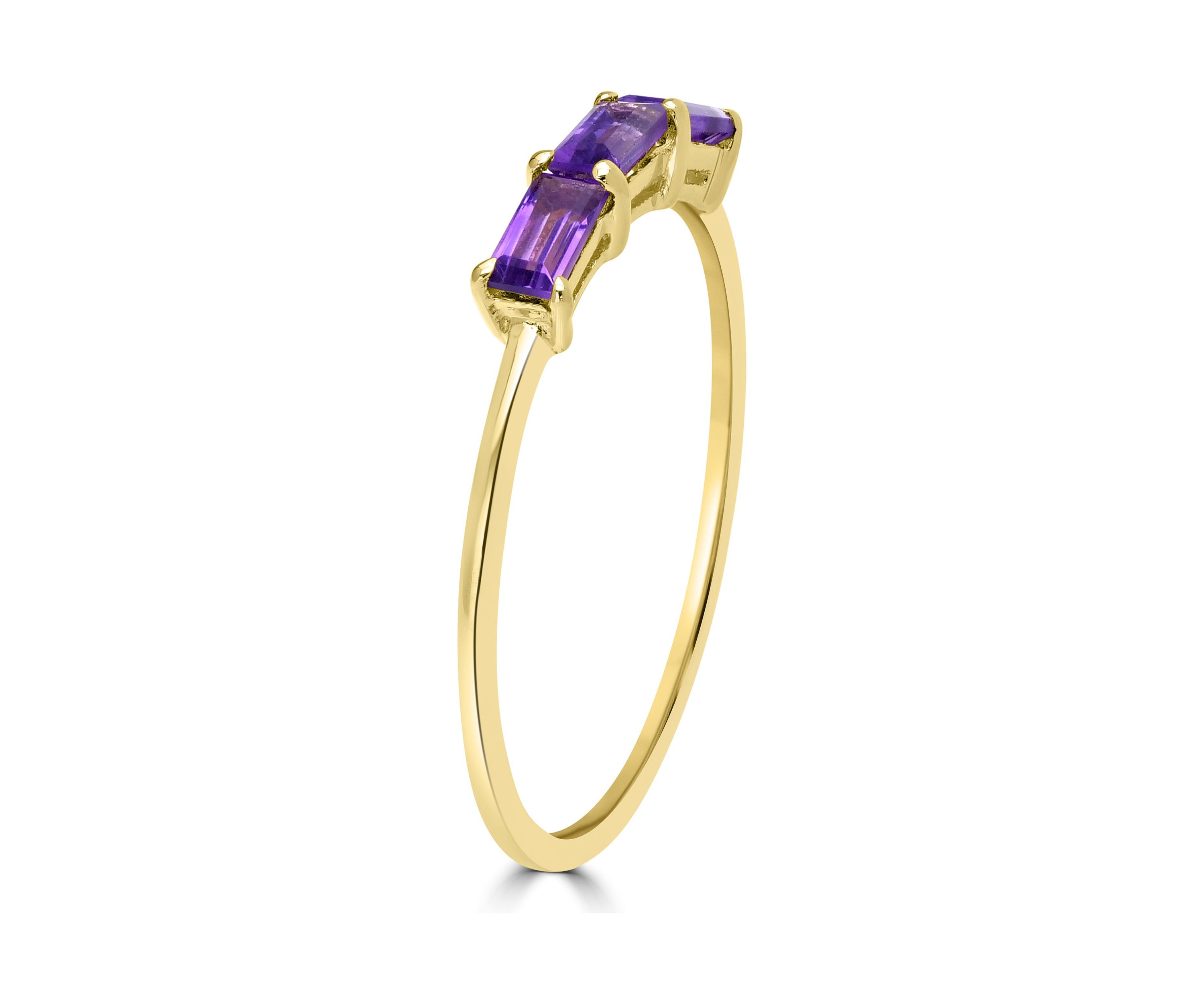 Gold over Sterling Silver Amethyst 3 Stone Ring